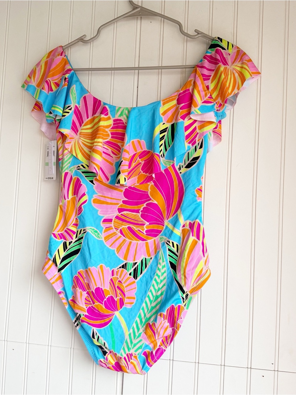 Trina Turk Size 8 POPPY OTS RUFFLE BANDEAU One Piece Swimsuit Off Shoulder NEW! - Picture 6 of 6